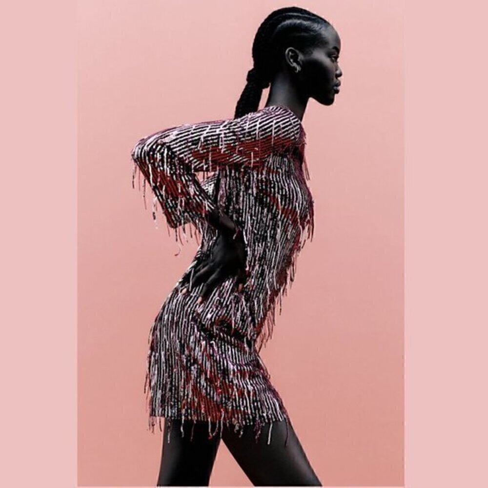 Zara NWT Burgundy Metallic Long Sleeve Party Mini Dress M - Picture 7 of 16